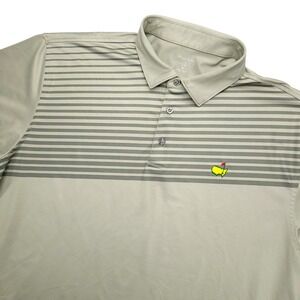 Masters Tech Polo‎ Shirt Mens XL Stripe Golf Masters Logo Performance Stretch